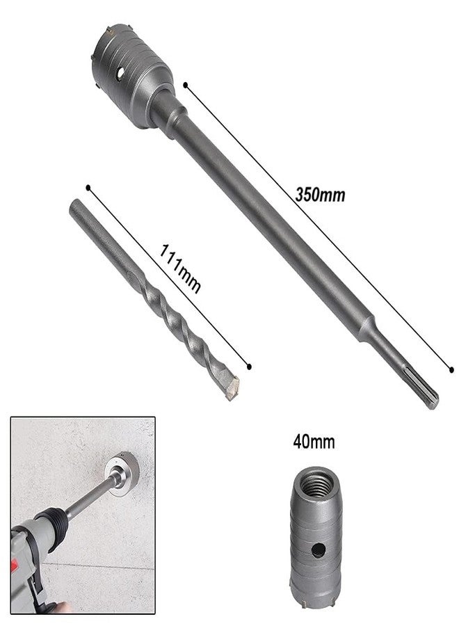 KING-PRO KING PRO SDS Plus Concrete Core Drill Bit Set, 40mm Diameter, 350mm Rod Length - Image 3